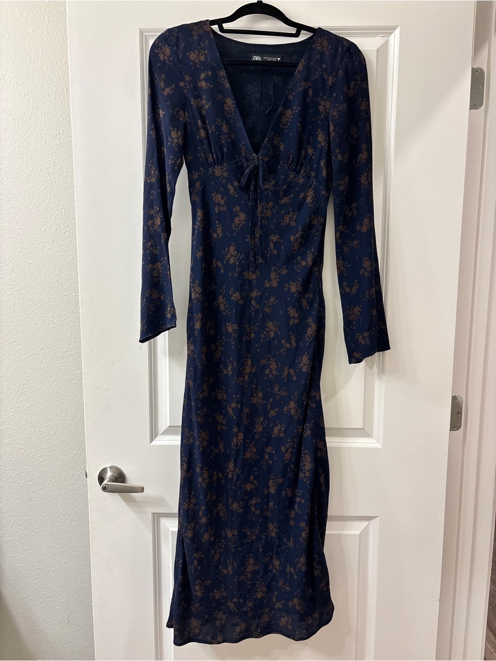 Zara Navy Floral Midi Dress